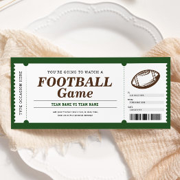 Small Football Surprise Gift Game Ticket Certificate Invitation Front View
