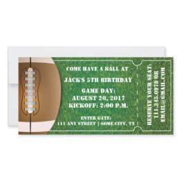 Small Football Themed Ticket Invitation For Birthday Front View
