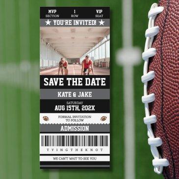 football ticket sport unique photo save the date invitation