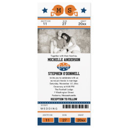 Small Football Ticket Wedding Invitation Front View