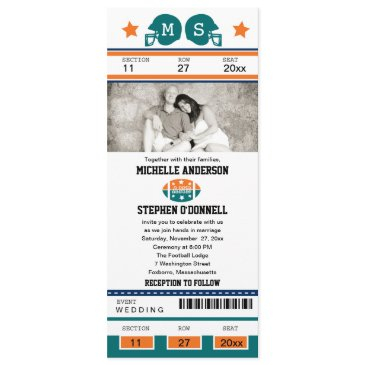 football ticket wedding invitation