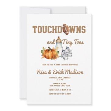 football touchdown tiny toes autumn baby shower invitation