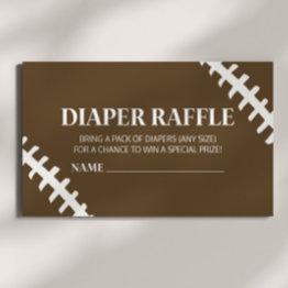 Small Football White Brown Baby Shower Diaper Raffle Enclosure Invitations Front View