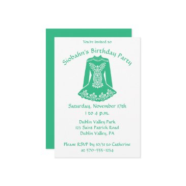 for irish dancers green dancing dress custom party invitation