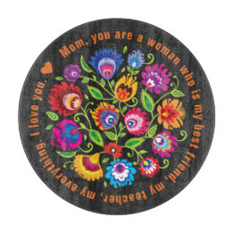 Small For Mother Polish Folklore Composition Cutting Board Front View