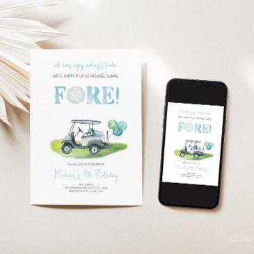 fore mini golf boy birthday invitation