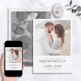 Small Forever Has A Nice Ring Quote Photo Engagement Invitation Front View