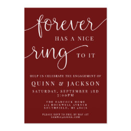 Small Forever Has A Nice Ring To It Engagement Invite Front View