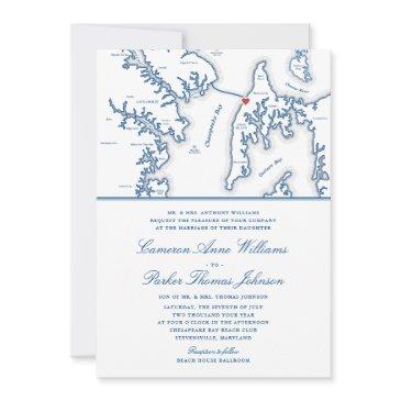formal chesapeake bay beach club navy blue wedding invitation