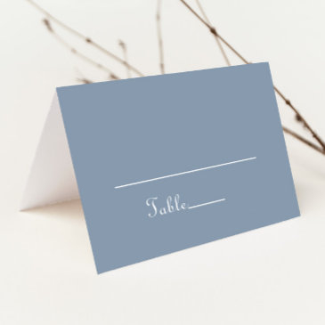 formal minimal dusty blue wedding place invitations