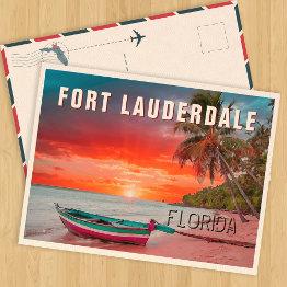 Small Fort Lauderdale Florida Palm Tree Beach 1950s Postinvitations Front View