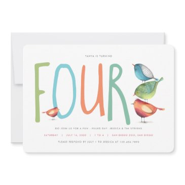 four birdie fourth birthday party invitation