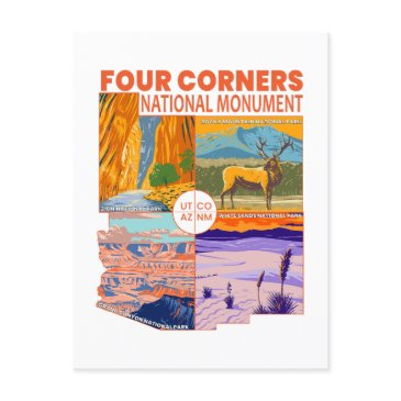 four corners national monument w/ national parks 2 postinvitations