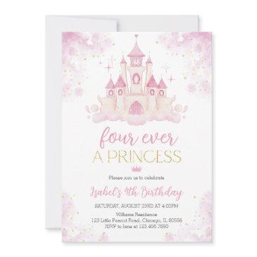 four ever a princess 4th birthday invitation