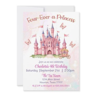 four-ever a princess 4th birthday invitation