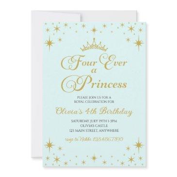 four ever a princess royal 4th birthday invitation