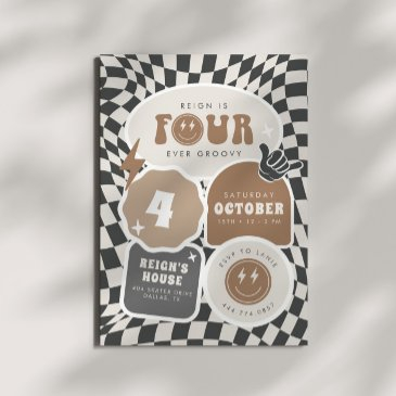 four ever groovy | boys fourth retro skater party invitation
