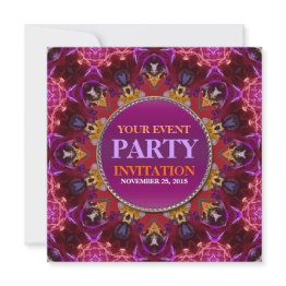 Small Fractal Embroidery Mandala Party Invitation Front View