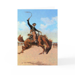 Small Frederic Remington Western Art “bronco Buster” Invitations Front View