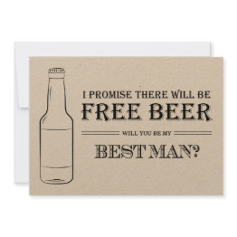 Small Free Beer Funny Best Man Groomsman Proposal Front View