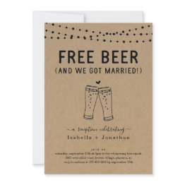 Small Free Beer Funny Reception Only Invitation Front View