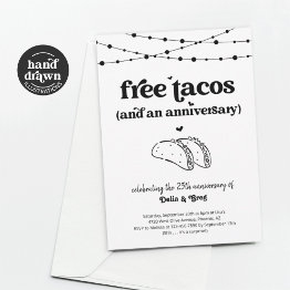 Small Free Taco Funny Anniversary Party Invitation Front View