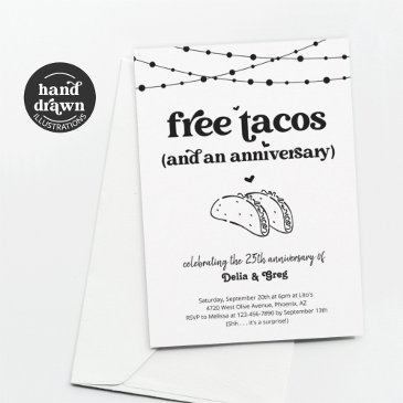 free taco funny anniversary party invitation
