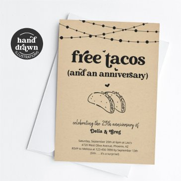 free taco funny anniversary party invitation