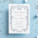 french blue floral frame sweet 16 birthday party invitation