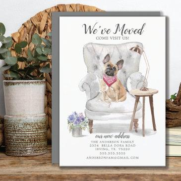french bulldog dog we've moved moving announcement