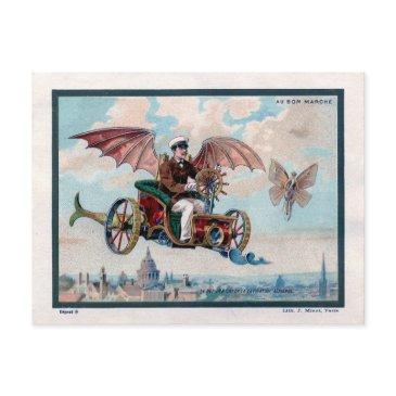 french flying machine - victorian steampunk pilot postinvitations