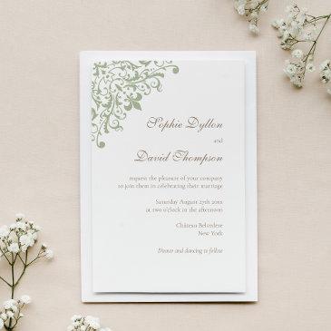 french regency green fleur de lis pattern invitation