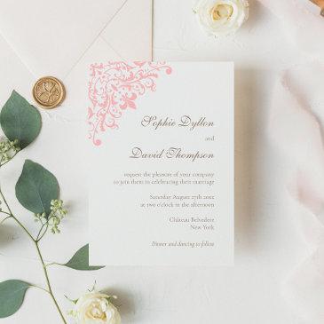 french regency pink fleur de lis pattern invitation
