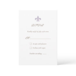 Small French Regency Purple Fleur De Lis Elegant Wedding Rsvp Invitations Front View