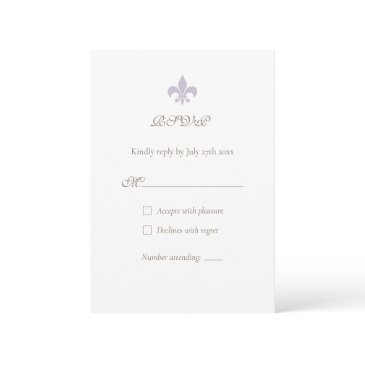 french regency purple fleur de lis elegant wedding rsvp invitations