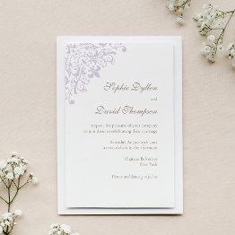 Small French Regency Purple Fleur De Lis Pattern Invitation Front View