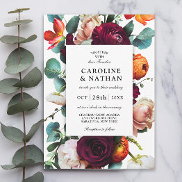 Small Fresh Fall Romantic Floral Wedding Invitation Front View