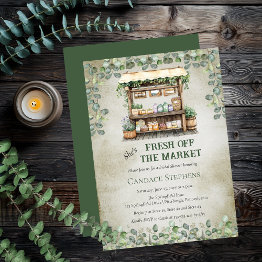 Small Fresh Off The Market Farm Stand Bridal Shower Invitation Front View