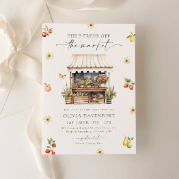 Small Fresh Off The Market Farmers Market Bridal Shower Invitation Front View