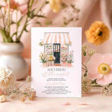 fresh off the market farmer's market bridal shower invitation