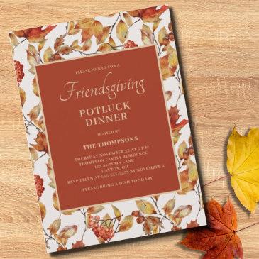 friendsgiving potluck autumn foliage thanksgiving invitation