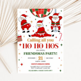 Small Friendsmas Santa Funny Christmas Party Invitation Front View