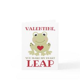 Small Frog You Make My Heart Leap Valentine Holiday Invitations Front View