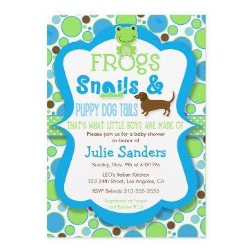 frogs, snails, & puppy dog tails - boy baby shower invitation