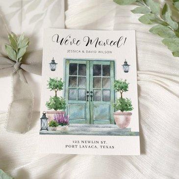 front door floral chic modern moving announcement