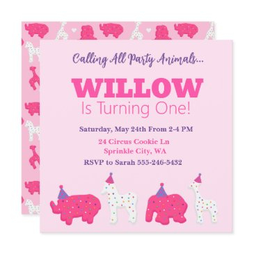 frosted animal cookie birthday party invitation