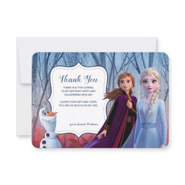 frozen 2 - anna, elsa & olaf birthday thank you invitation