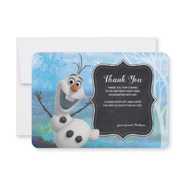 frozen 2 - chalkboard olaf birthday thank you invitation
