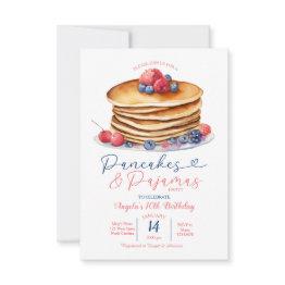 Small Fruits Pancakes & Pajamas Girl Party 10th Birthday Invitation Front View