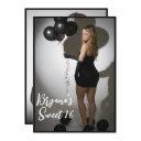 full photo front & back trendy modern sweet 16 invitation